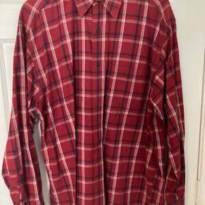 Eddie Bauer Red Plaid Mens LS Button Down Size Medium M